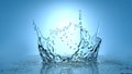 Frozen motion splash crown with waves and droplets on calm water surface realistic 3d illustration. Pure drink fresh Royalty Free Stock Photo