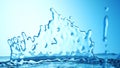 Frozen motion splash crown with waves and droplets on calm water surface realistic 3d illustration. Pure drink fresh Royalty Free Stock Photo