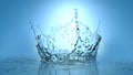 Frozen motion splash crown with waves and droplets on calm water surface realistic 3d illustration. Pure drink fresh Royalty Free Stock Photo