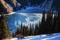 Frozen mountain lake