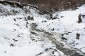 Frozen mountain river in winter Royalty Free Stock Photo