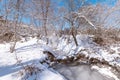 Frozen mountain river at winter season Royalty Free Stock Photo