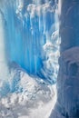 Frozen mountain waterfall with icicles texture close up Royalty Free Stock Photo