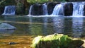 The frozen mountain waterfalls. The Treja river that forms the waterfalls. A pond under the Monte Gelato waterfalls on the Treja