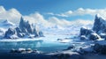 Frozen Mountains And Lake: A Breathtaking Arctic Island Illustration
