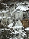 The frozen mountainside and forest filled with icicles near a river in West Virginia - WINTER - USA