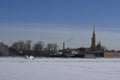 On the frozen Neva river patrol hovercraft Emercom Royalty Free Stock Photo