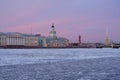 The frozen Neva at sunset