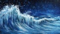 Frozen Ocean Wave with Icicles and Starry Sky Royalty Free Stock Photo