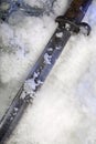 Frozen old trench knife