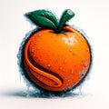 Frozen orange with ice and water droplets fruit Royalty Free Stock Photo