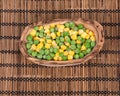 Frozen organic peas and corn Royalty Free Stock Photo