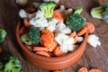 Homemade frozen organic vegetables in a ceramic bowl Royalty Free Stock Photo