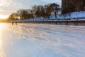 Frozen Ottawa Canal at sunrise