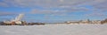 Frozen Ottawa river with cities of Ottawa and gatineau