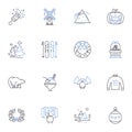 Frozen line icons collection. Elsa, Anna, Olaf, Kristoff, Sven, Arendelle, Ice vector and linear illustration. Snow Royalty Free Stock Photo