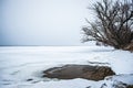 Frozen over bear lake adjacent to lake michigan
