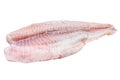 Frozen pangasius fish fillet. Isolated on white background.
