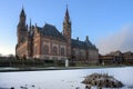 Frozen Peace Palace garden, International Court of Justice, under the Snow Royalty Free Stock Photo