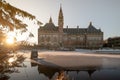 Frozen Peace Palace garden, Vredespaleis, under the Snow Royalty Free Stock Photo