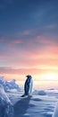 Frozen Penguin In Photorealistic Sunset: A Stunning Savanna Photography