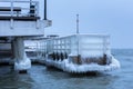 Frozen pier at Baltic Sea in Gdansk