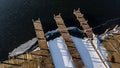 Frozen pier in winter with snow and ice Royalty Free Stock Photo