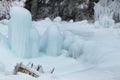 Frozen pile of snow.