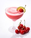 Frozen Pink Cocktail with Cherry and Lime Garnish AI Generated Royalty Free Stock Photo