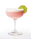 Frozen Pink Cocktail with Cherry and Lime Garnish AI Generated Royalty Free Stock Photo
