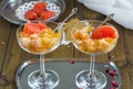 Frozen pink grapefruit granita slush drink