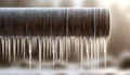 Frozen pipe with icicles hanging down from it Royalty Free Stock Photo