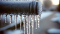 Frozen pipe with icicles hanging down from it Royalty Free Stock Photo