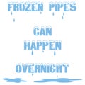 Frozen pipes words illustration