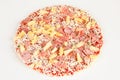 Frozen pizza with pinapple and ham Royalty Free Stock Photo