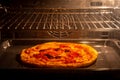 Frozen pizza reheated in the electric oven Royalty Free Stock Photo