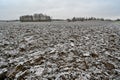 Frozen plowed fields in november Kumla Sweden