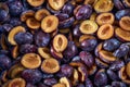 Frozen plum without pit - background - texture Royalty Free Stock Photo