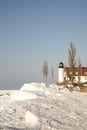 Frozen Point Betsie Lighthouse, Lake Michigan Royalty Free Stock Photo