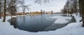 Frozen Pond Lake In Countryside Village Of Ustek