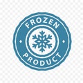 Frozen product badge stamp information sticker. Blue frozen product symbol icon.