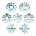 Frozen product icon set. Frozen food packaging stickers