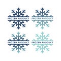 Frozen product label icons. Frozen food packaging symbol set.