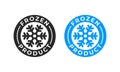 Frozen product vector food package label. Fresh frozen product snowflake icon