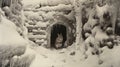 Frozen Rabbit: A Hyperrealistic Snow Tunnel In 1900s Style