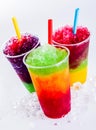 Frozen Rainbow Slush Drinks Chilling on Ice Royalty Free Stock Photo