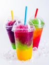 Frozen Rainbow Slush Drinks Chilling on Ice Royalty Free Stock Photo