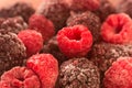 Frozen raspberries and blackberries on plate Royalty Free Stock Photo