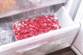 Frozen raspberries are stored in the Bottom Freezer Drawer. Deep freezing of berries and vegetables to preserve their