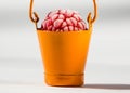 Frozen raspberry berry in a small bucket Royalty Free Stock Photo